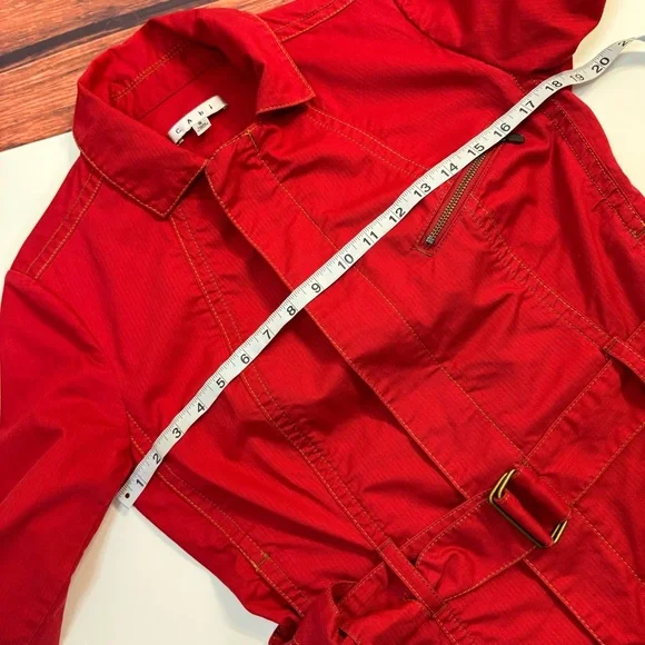 CAbi Red Belted Zip Front Utility Jacket Small - Picture 5 of 13
